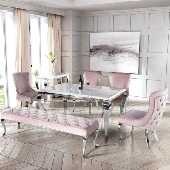 1.6m Valentino Dining Table  2 Cheshire Chairs With Bench