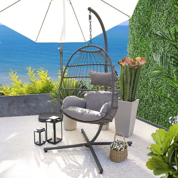 Echo Rattan Outdoor Indoor Grey Egg Chair Garden Furniture