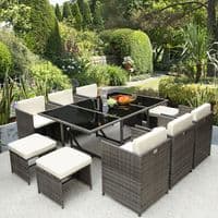 Gael Grey Beige Outdoor Rattan Dining Set Garden Furniture
