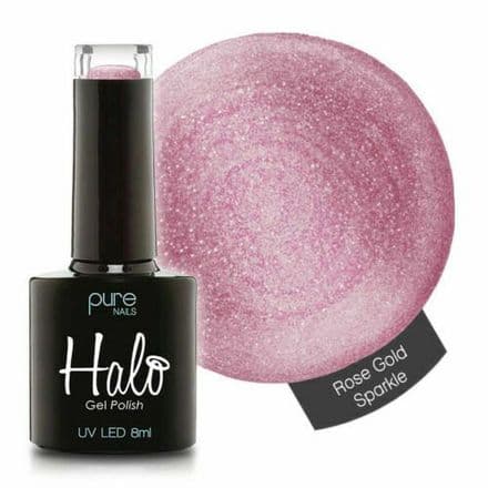 PURE NAILS - HALO GEL POLISH - ROSE GOLD SPARKLE - 8ML - LATEST COLLECTION